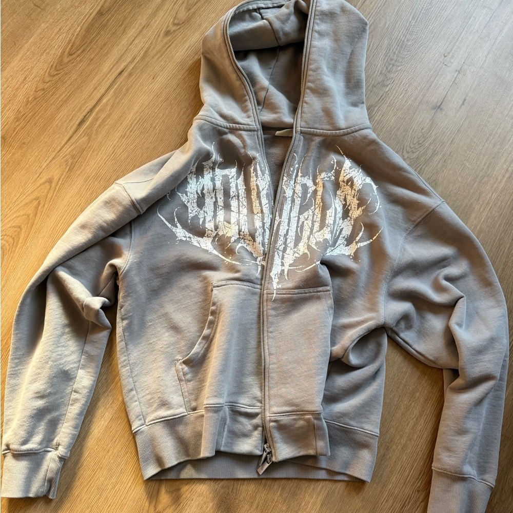 YoungLA Gray Hoodie with White Graphic